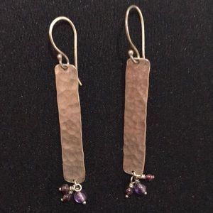 Crawsister Hammered 925Silver with Beads Earrings